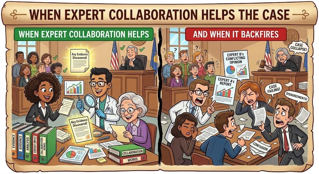 When Expert Collaboration Helps the Case - and When It Backfires