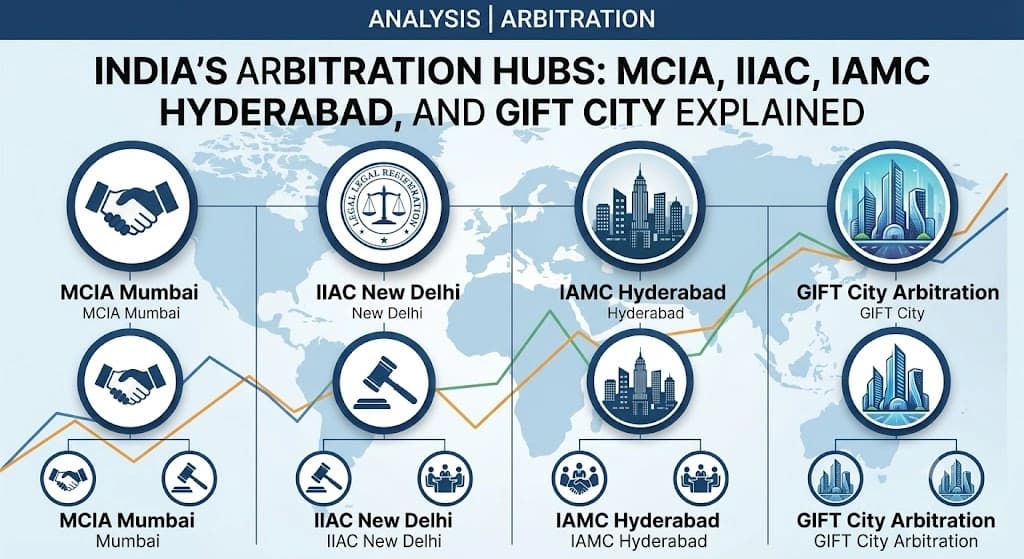 India’s Arbitration Hubs: MCIA, IIAC, IAMC Hyderabad, and GIFT City Explained