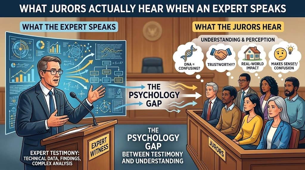 What Jurors Actually Hear When an Expert Speaks: The Psychology Gap Between Testimony and Understanding